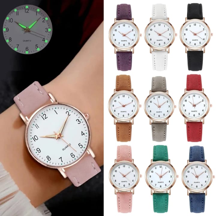 Ladies Luminous Quartz Watch – Multi-Colour Leather Strap