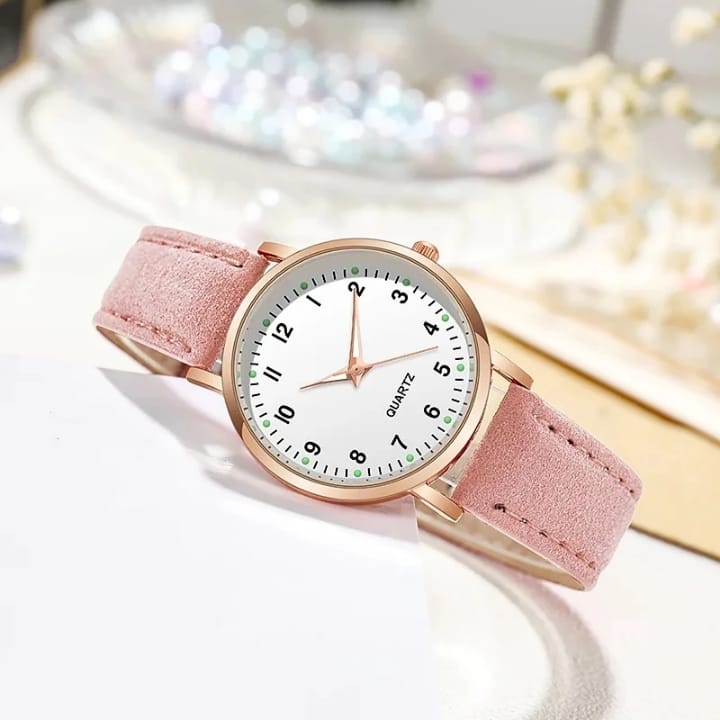 Ladies Luminous Quartz Watch – Multi-Colour Leather Strap