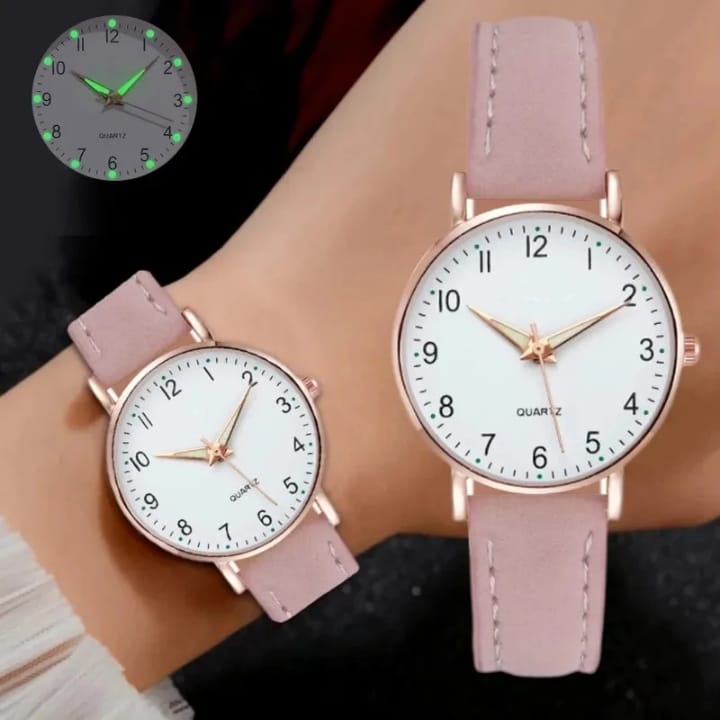 Ladies Luminous Quartz Watch – Multi-Colour Leather Strap