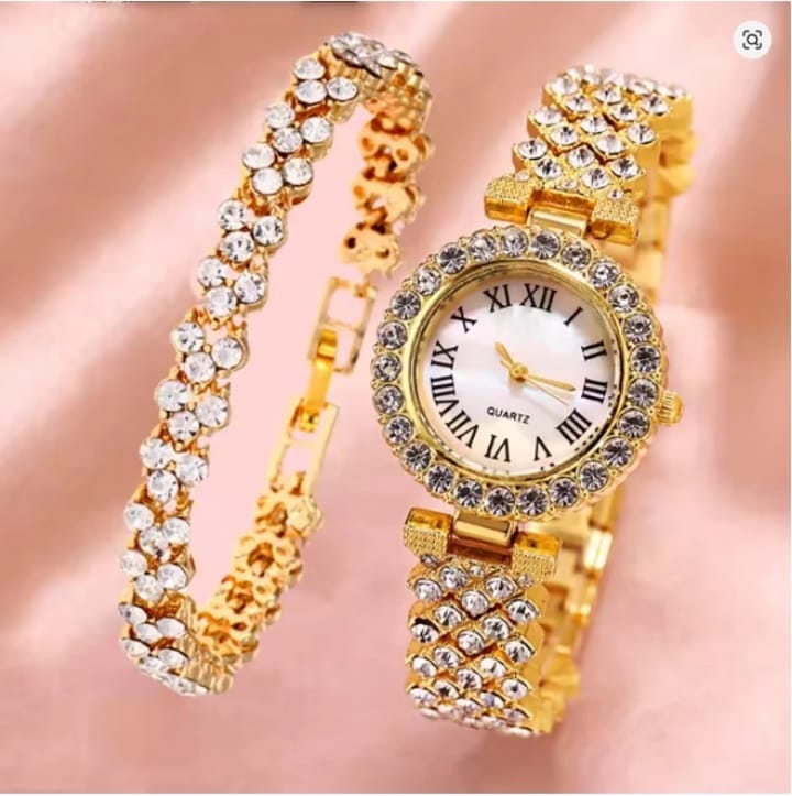 Ladies Crystal Rhinestone Watch - Rose Gold, Gold & Silver