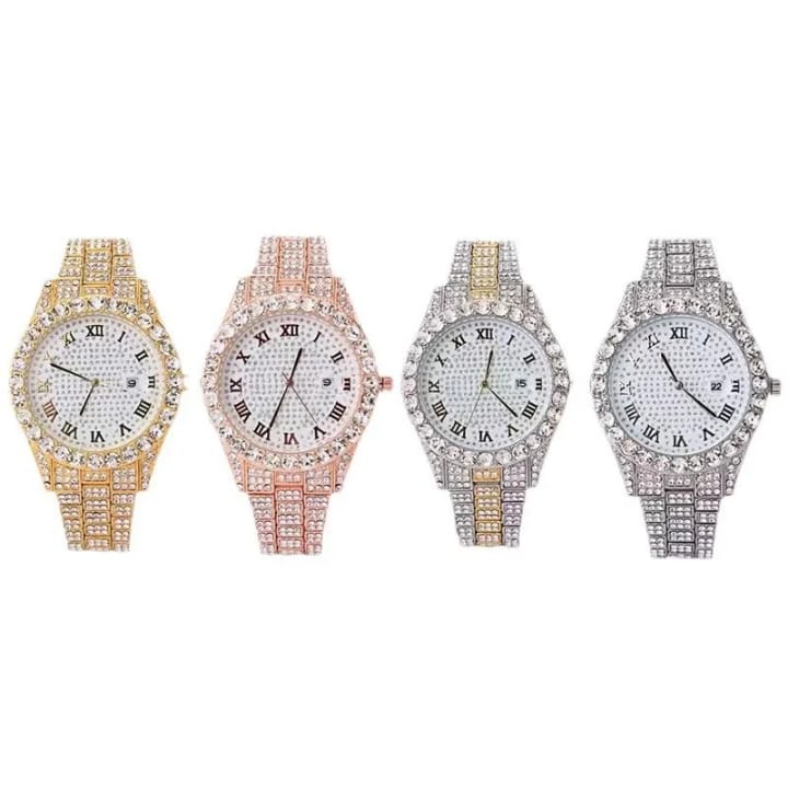Iced Out Crystal Watch - Gold, Rose Gold, Silver and Two-Tone