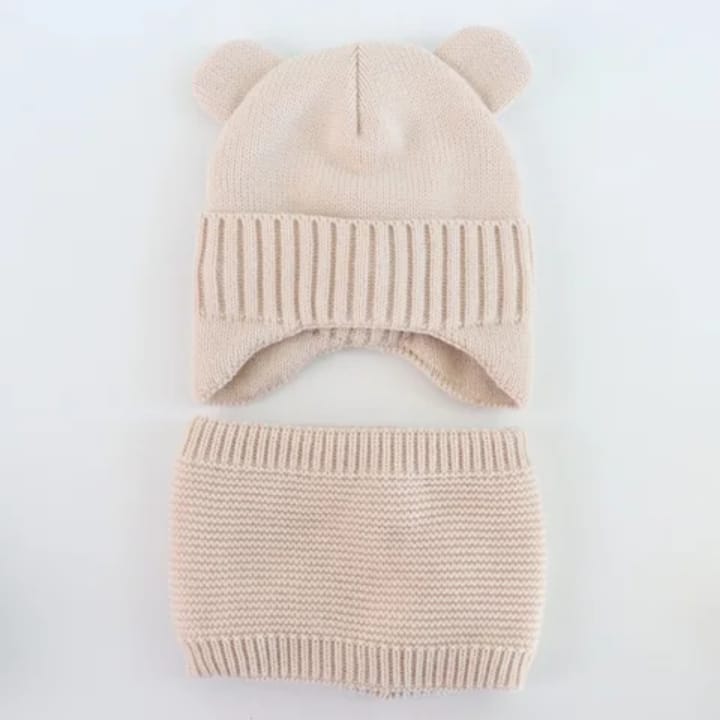 Kids Bear Ear Beanie & Snood Set – Cute Winter Hat for Children
