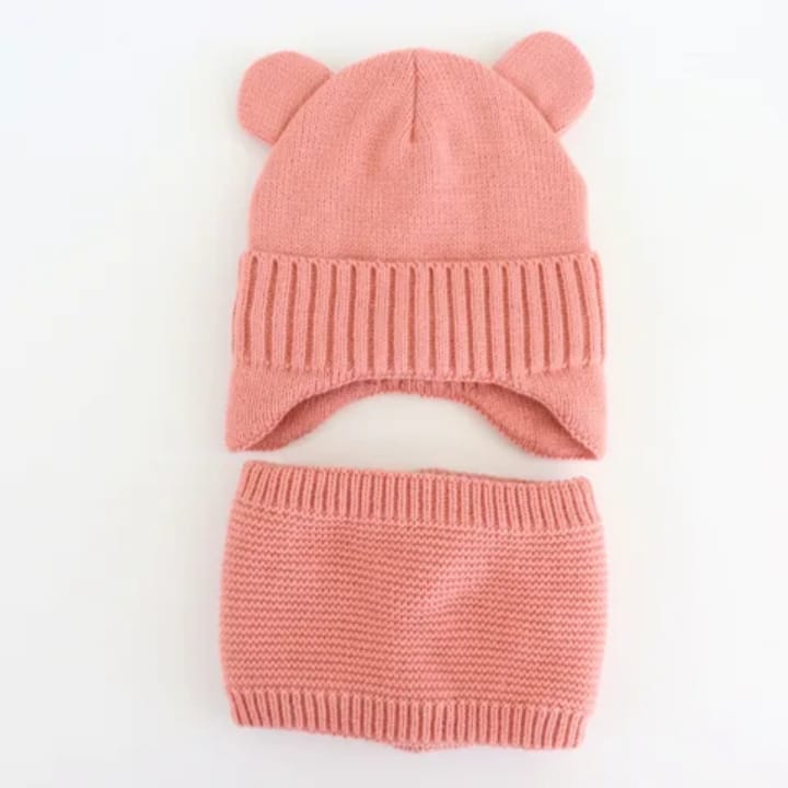 Kids Bear Ear Beanie & Snood Set – Cute Winter Hat for Children