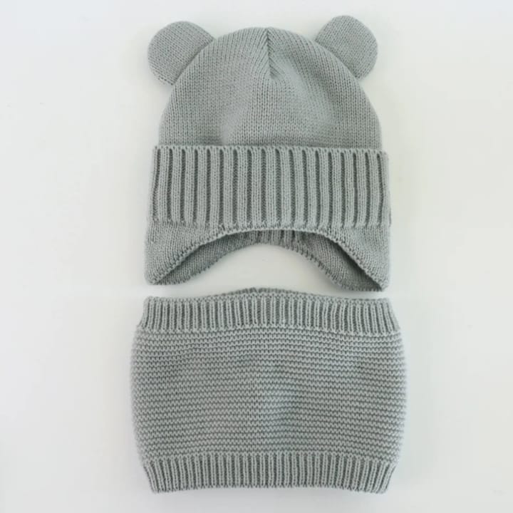 Kids Bear Ear Beanie & Snood Set – Cute Winter Hat for Children