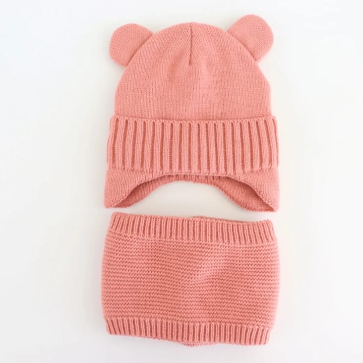 Kids Bear Ear Beanie & Snood Set – Cute Winter Hat for Children