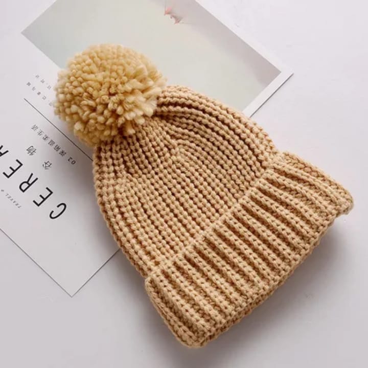 Chunky Knit Pom-Pom Beanie – Winter Hat for Women