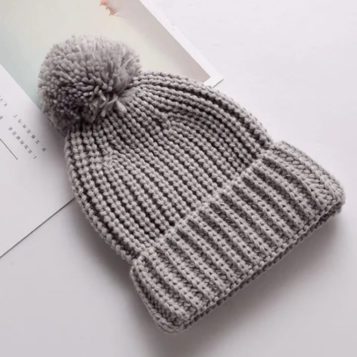 Chunky Knit Pom-Pom Beanie – Winter Hat for Women
