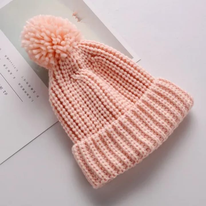 Chunky Knit Pom-Pom Beanie – Winter Hat for Women