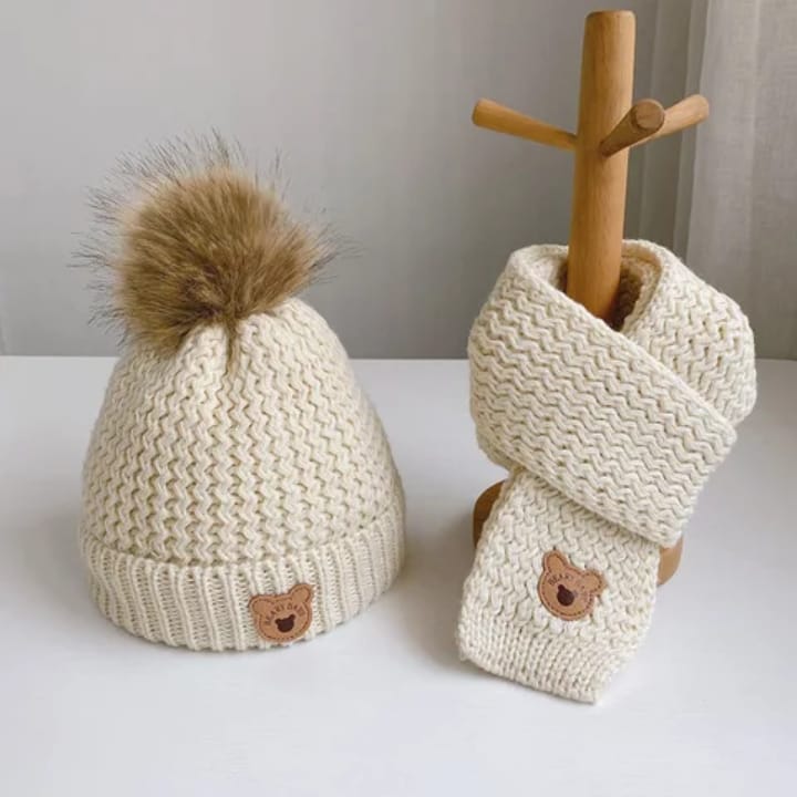 Knitted Beanie & Scarf Set – Winter Warmth for Adults & Kids