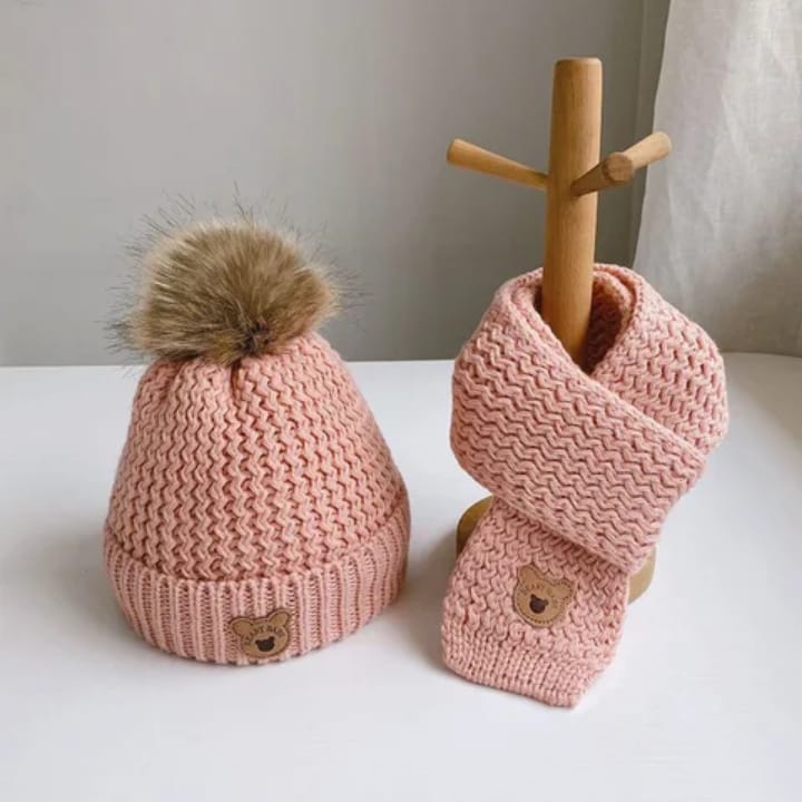 Knitted Beanie & Scarf Set – Winter Warmth for Adults & Kids