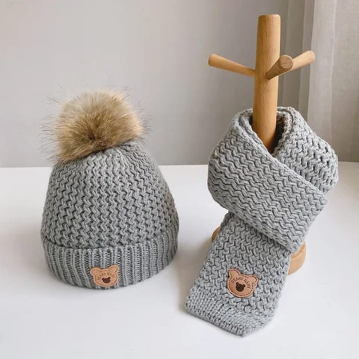 Knitted Beanie & Scarf Set – Winter Warmth for Adults & Kids