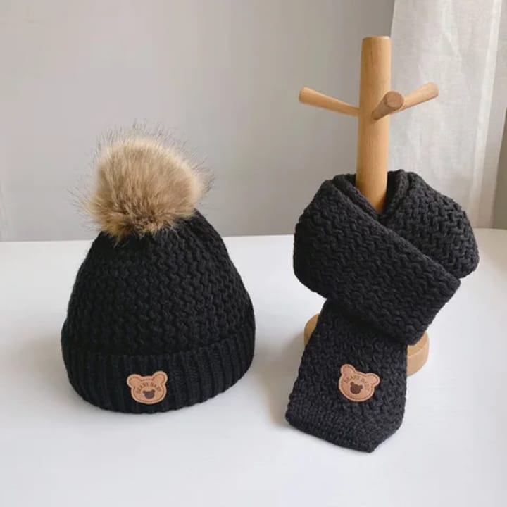Knitted Beanie & Scarf Set – Winter Warmth for Adults & Kids