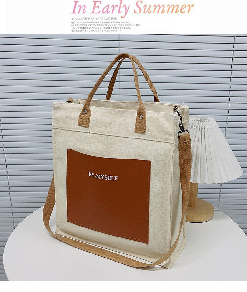 By-Myself Canvas Tote Bag – 2-in-1 Shoulder & Crossbody Bag
