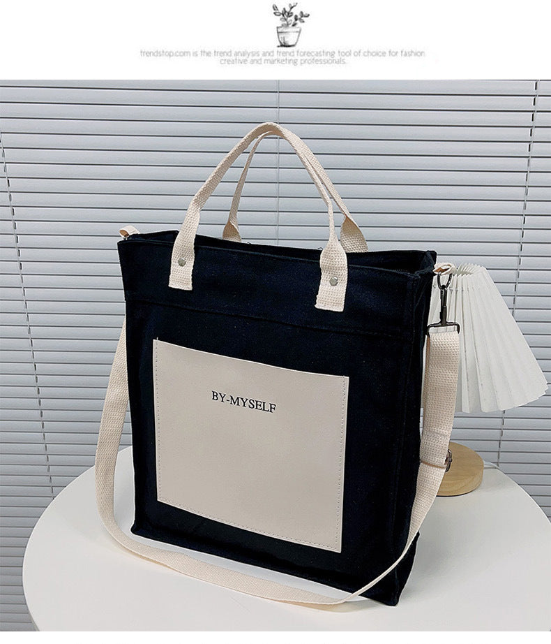 By-Myself Canvas Tote Bag – 2-in-1 Shoulder & Crossbody Bag