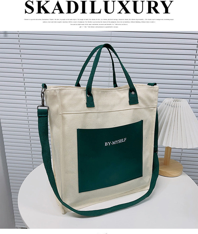 By-Myself Canvas Tote Bag – 2-in-1 Shoulder & Crossbody Bag