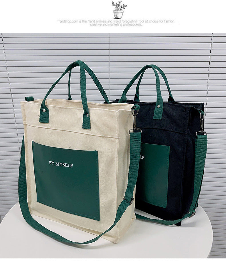 By-Myself Canvas Tote Bag – 2-in-1 Shoulder & Crossbody Bag
