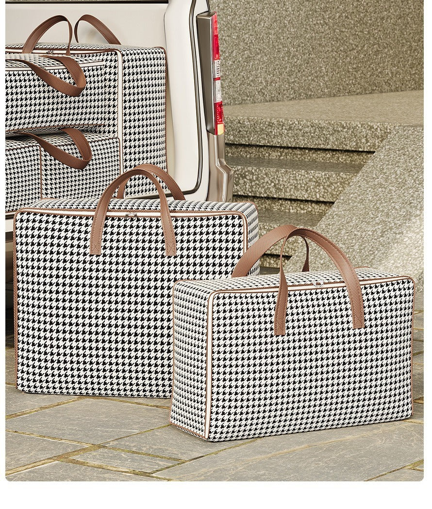Houndstooth Large Storage Bag – Foldable Organiser for Clothes & Bedding