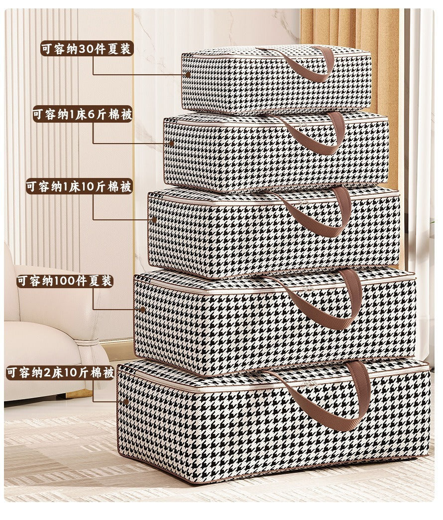 Houndstooth Large Storage Bag – Foldable Organiser for Clothes & Bedding