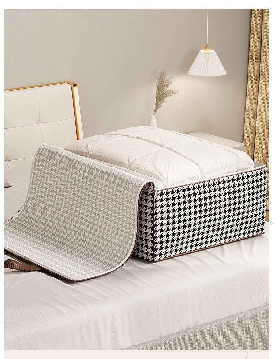 Houndstooth Large Storage Bag – Foldable Organiser for Clothes & Bedding