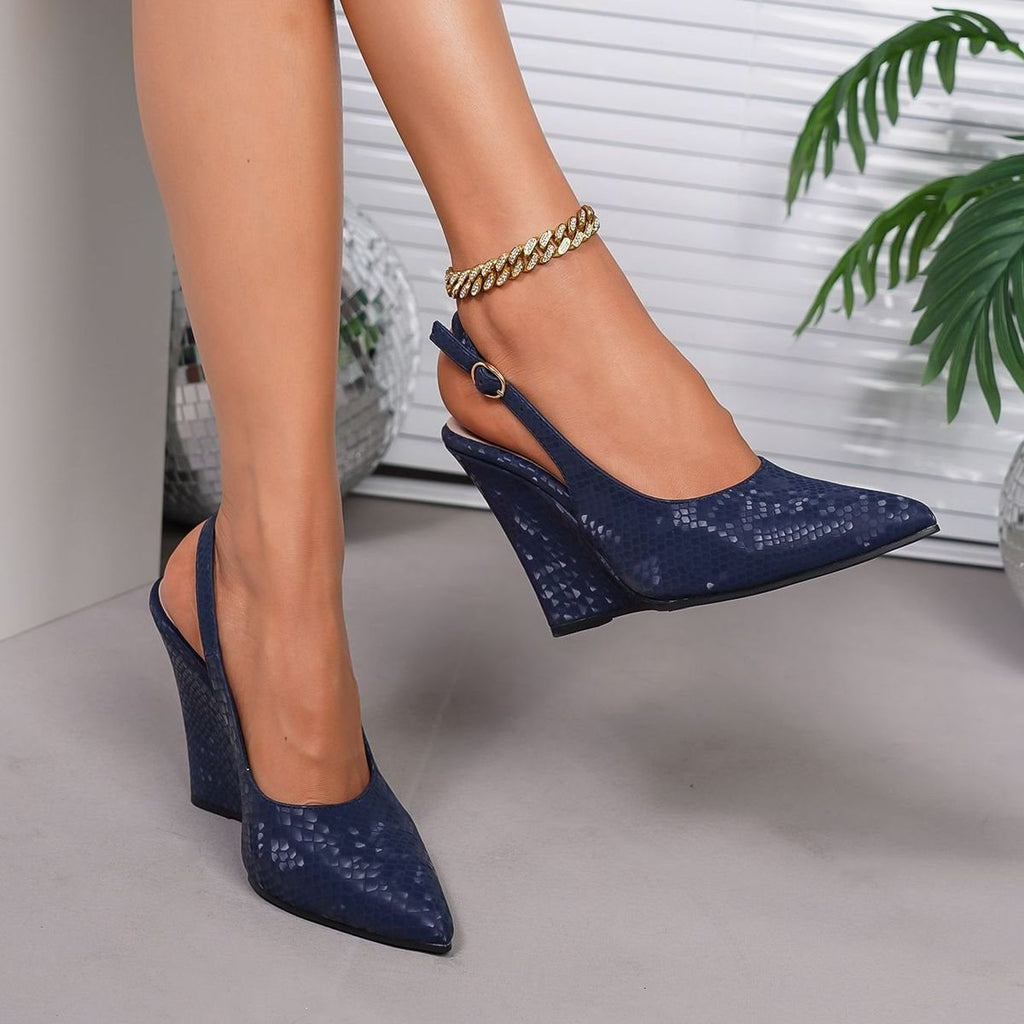 Buckle Strap Pointed Toe wedge