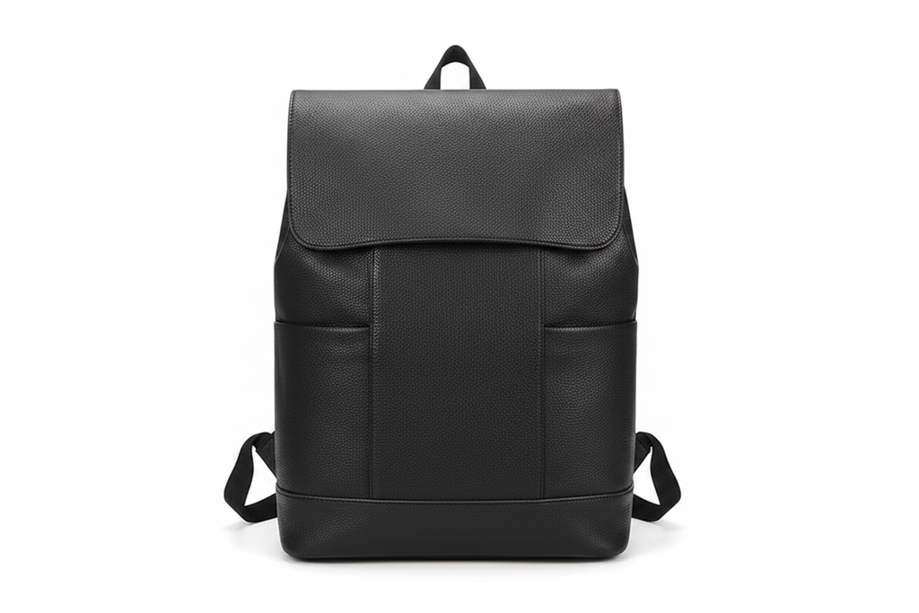 Black Leather Backpack Front