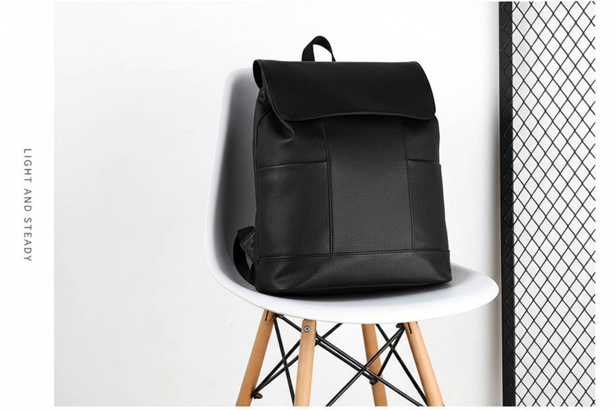Black Leather Backpack Side