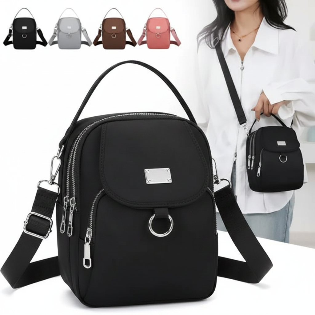 Black nylon crossbody bag