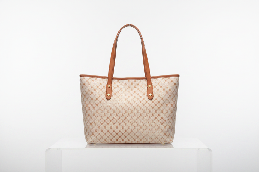 Cream Monogram Tote