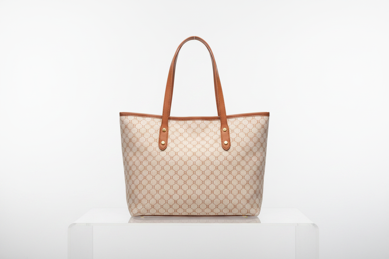 Cream Monogram Tote