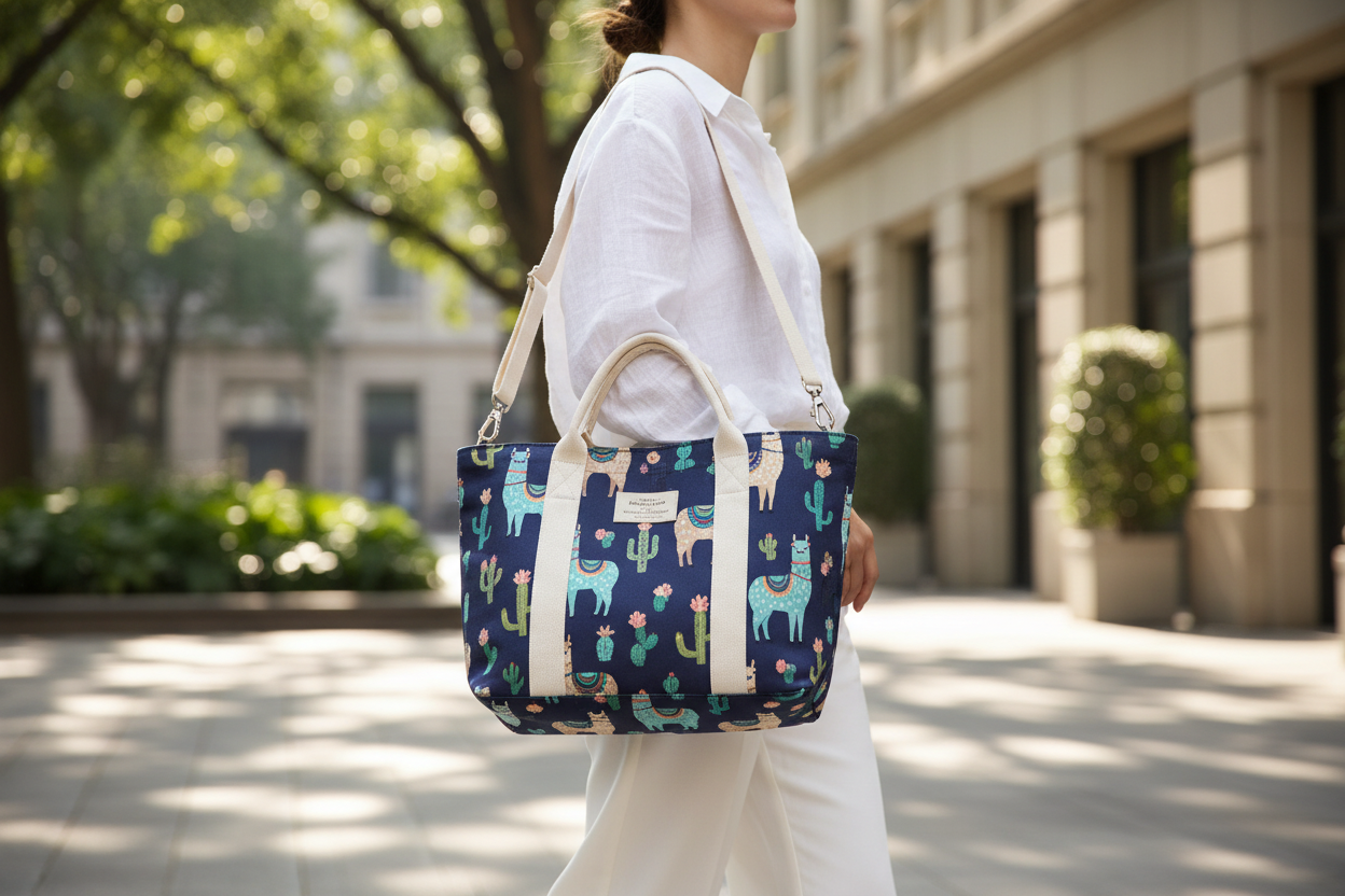 Navy Llama Mummy Tote