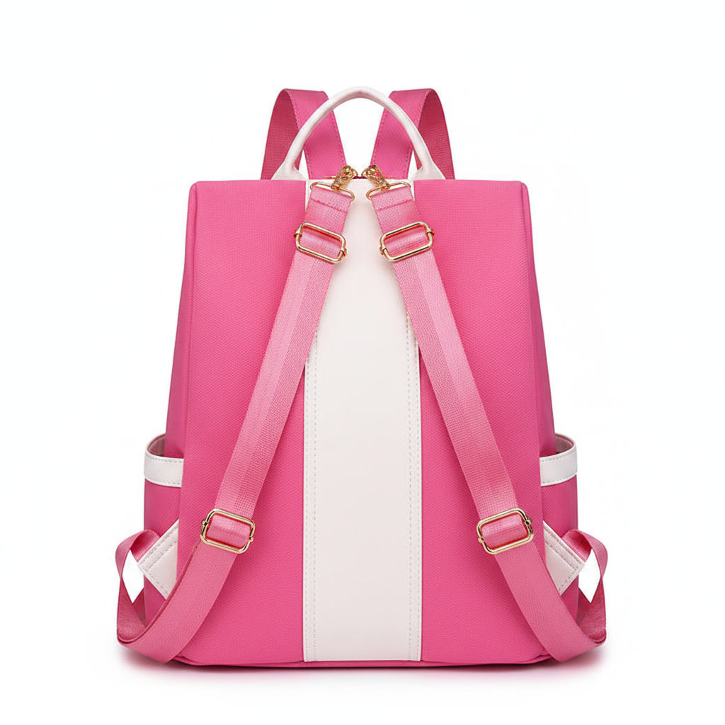Pink and white two-tone stripe backpack